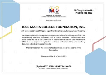 National Privacy Commission certifies JMCFI compliance on Data Privacy Law